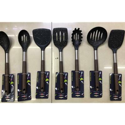 China Viable Kitchen Accessories Cookware Cookware Kitchen Tools Black Wood Handle Black With Stitch for sale