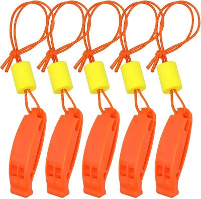 China ABS Safety Float Whistle with Lanyard Floating for Marine Boating Camping Hiking Hunting Fishing Survival Rescue Signage for sale