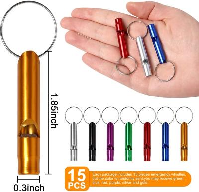 China Outdoor Camping Hiking Traveling Extra Whistles Loud Emergency Aluminum Whistles With Key Chain For Camping Hiking Hunting Sports And Outdoors Emergency for sale