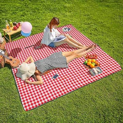 China Carbon/Polyester Picnic and Portable Beach Blanket Convenient Waterproof Mat Plus Thick Dual Layers Filling for Family, Friends, Kids for sale