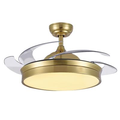 China China Commercial Modern Simple Style 36W Brass Color LED Ceiling Fan With Light for sale