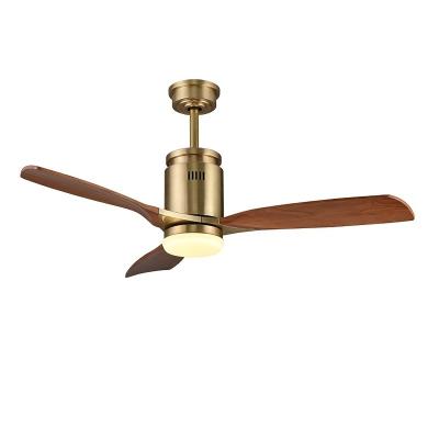 China Modern Home Hotel Minimalistic Copper Color 18W LED Pendant Light Ceiling Fan for sale