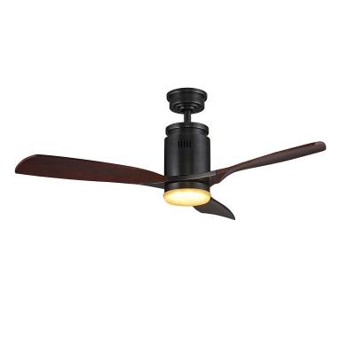 China Luxury Decorative Ceiling Fan with Silent Motor Three-Leaf Solid Wood Remote Control Modern Ceiling Fan with Led Light for sale