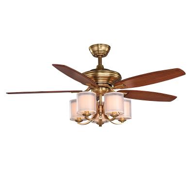 China With Light Decorative Chandelier Lamp Wooden Blade Ceiling Fans With Remote Control Led Lights For Home for sale