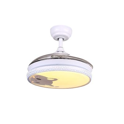 China Modern PC Blade AC Motor Blue Invisible Ceiling Fan Lamp For Bedroom for sale