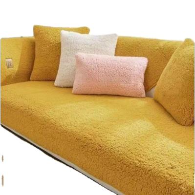 China High-grade Nordic simple winter lambskin cashmere sofa plush cushion slip leather sofa cover non and universal disposable cushion thickened for sale