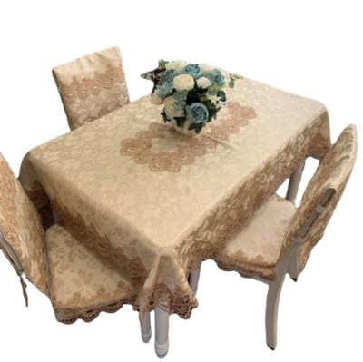 China White American Chair Cover Household Lace Oilproof Tablecloth Table Chair Cover Chair Cushion Set for sale