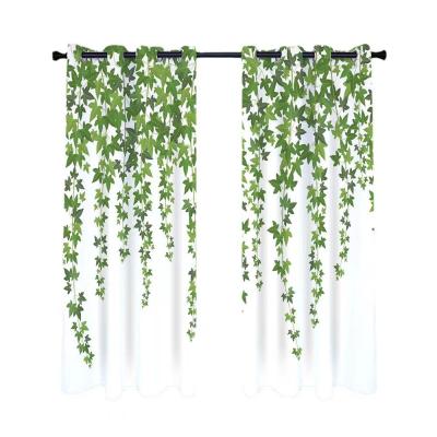 China Solid Green Plant Curtain Fabric Living Room Bedroom Study Insulated Digital Printing Thickened Shading Single Bay Window 135*245cm for sale