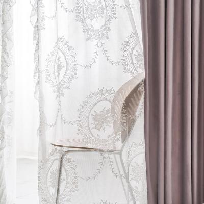 China 2022 Retro Velvet White Lace Window Shading Curtain French Romantic Purple Bedroom Shading Household Balcony Screen Window for sale