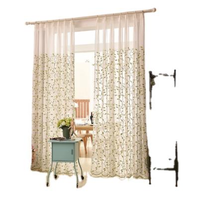 China Cool Small Leaf Embroidered Insulated Window Screen , Living Room Bedroom Embroidered Screen Curtain Fabric Finished Product for sale