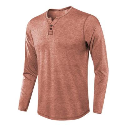 China Wholesale Men's Breathable Crewneck Short Sleeve Plain Cotton Henley T-Shirt With Buttons for sale