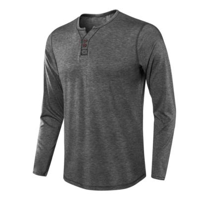 China Custom Long Sleeve T Shirt Mens Breathable Henley T Shirts Wholesale for sale