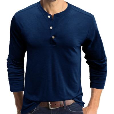 China Custom Casual Shirts Mens Breathable Logo Men&'s Henley Long Sleeve T-Shirts Refine Slim Fit T-shirts for sale