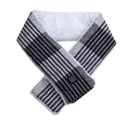 China Factory direct supply cold weather stripes 31.4x13x6.7cm black heating scarf for cold weather for sale