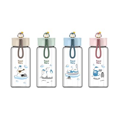 China Viable With Cute Glass Transparent Cute Gift Cartoon Penguin Doll Water Cup Portable Water Cup Accept Custom Logo Pattern for sale