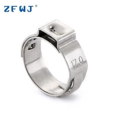 China Industrial Single Ear 16.5-17.5mm Stainless Steel Stepless Welding Pipe Clamp for sale