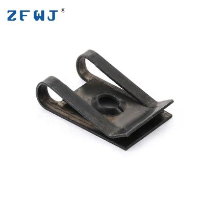 China 65Mn Steel Wholesale Black Galvanized Type Leaf Spring Clip Spring U Nut for sale