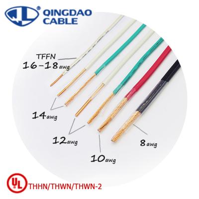 China THHN 8awg 10awg 12awg 14awg Copper Conductor THHN Wire Industrial Type Flame Retardant PVC Insulated Nylon Jacket for sale