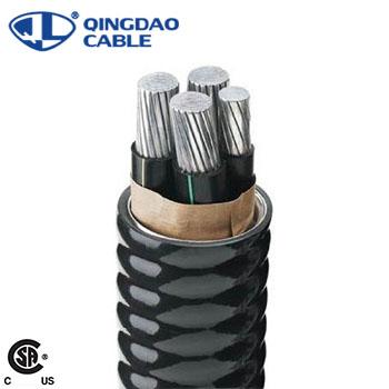 China The A.W.G. industrial / building ACWU 90 jacket 6 pvc cable to 750 kcmil stranded 3core flame retardant bare aluminum armored 4core for sale