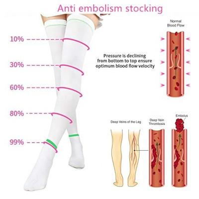 China Anti-embolism manufacture price 15-21mmhg antiembolica medical thigh high stocking anti-embolism stocking thrombosis DVT socks for sale