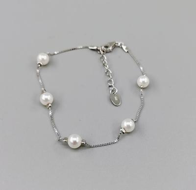 China CLASSIC 925 Pcs Sterling Silver Bracelet 5 Shell Bead 1 Meter Cd Rhodium Or Gold Plated for sale