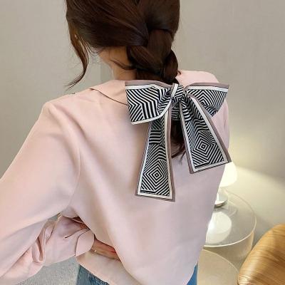 China Thin Narrow Ribbon Hairware Houndstooth Headband Hair Band Scarf Retro Arm Temperament Luxury French Long Bag Female Ribbon for sale