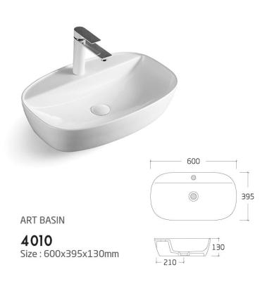 China New Modern Model Long Size 600mm With Faucet Porcelain Basin 4010 for sale