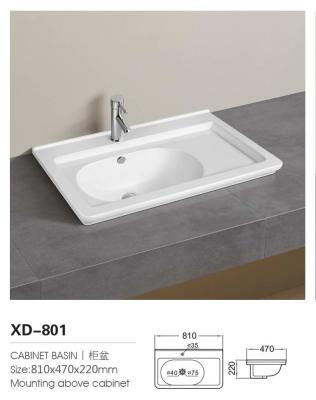 China Modern Cabinet Basin Basin Rectangular Hand Wash Basin XD-801 for sale