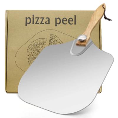 China Sustainable Aluminum Metal Stainless Steel Pizza Skin With Foldable Handle for sale