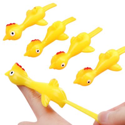 China Hot Selling TPR Light Gummy Finger Prank Flying Toy Slingshot Chicken Finger Toys Sticky Turkey for sale