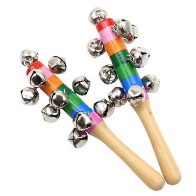 China Toy Ten Bells Baby Rattle Hand Bell Toy Musical Instrument Musical High Quality Wooden Children Baby Toys for sale