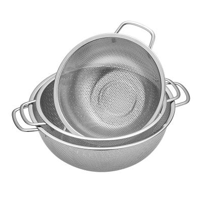 China Kitchen Steel Baskets Stainless Steel Grill Baskets Strainer Portable Durable Premium Materials Colander for sale