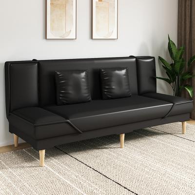 China Modern Home Sleeper Extended Furniture Sofa Futon 3 Slope Positions Click PU Slam Bed Living Room Leather Sofa Bed for sale