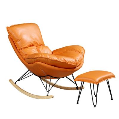 China Modern Single Leather Lobster Chair Single Leisure Living Room Rocking Home Cooling Lazy Sofa With Stool for sale