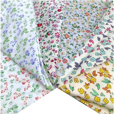 China Small Breathable Vintage Fabric Liberty Flowers Cotton Printed Poplin Floral Fabric For Women Clothes Shirt Dress for sale