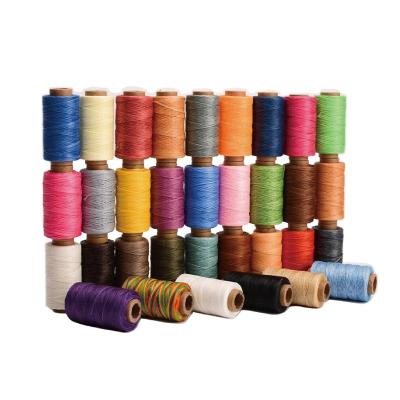 China Wholesale 50M/Roll 0.8mm High Tenacity Hand Quilting Flat Waxed Rope Thread For Craft Leather Shoes Bag Belt for sale