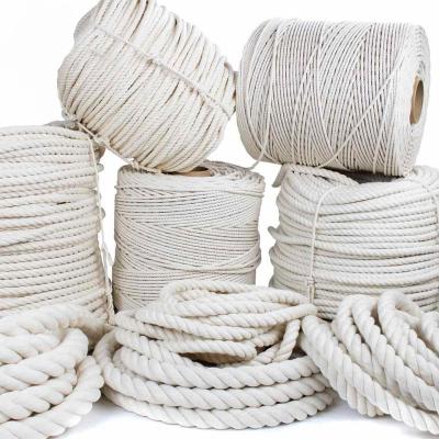 China High Tenacity Macrame Tie 1/2/3/4/5/6/8/10mm Twine Ribbon Craft Twisted Braided Home Decoration Natural Cotton Rope for sale