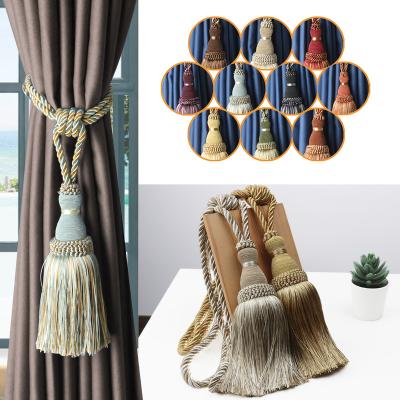 China Simple Home Decor Tie Back Rope Curtain Polyester Ball Tassel Tieback Handmade Tassel Fringe for sale