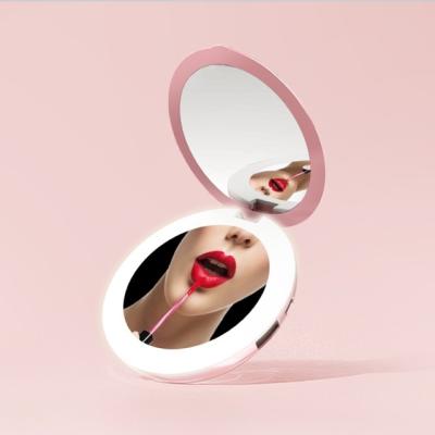 China 3000mAh LED Display Mirror Power Bank for Lady Girl Makeup LED Mirror Rechargeable for Gift for sale