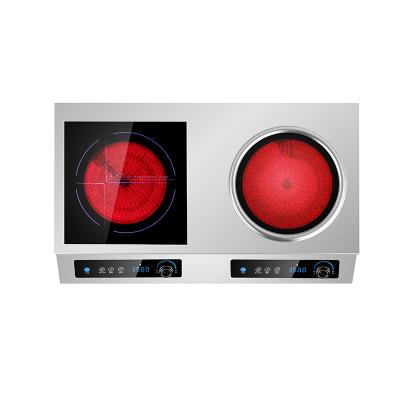 China Rapid Heating OEM ODM customized Knob control stainless steel 2 plate one concave one flat 3500W Commercial Induction Cooking EquipmentHot for sale