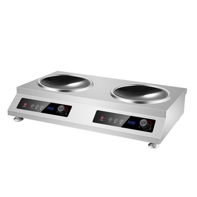 China Rapid Heating manufacturer provides kitchen equipment samples 3500W dual-burner stainless steel high-power commercial induction cooker for sale