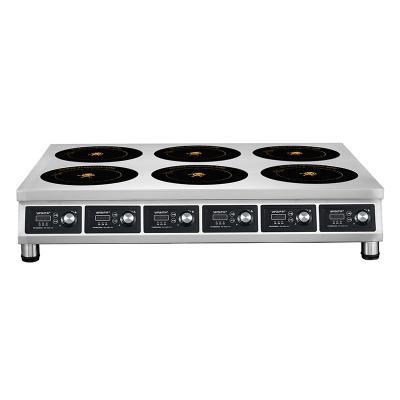 China Hotel High Quality Low Price Embedded 6 Burners Induction Wok multi-head Cooker High-power  CE CB approved six heads Induction stove for sale