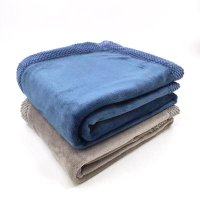 China Sustainable Vellux Fleece Korean Soft Queen Size Blanket Throw With Corduroy Trim for sale