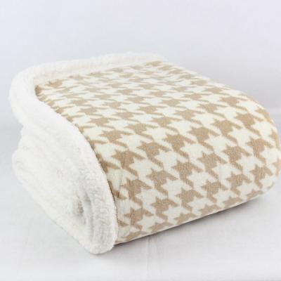 China Anti-bacteria Houndstooth Printed Winter Fleece Throw Blanket For Home Decor for sale