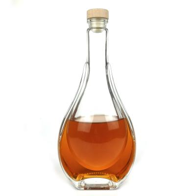 China Cheap and fine transparent single glass wine bottle for hot vodka brandy for sale