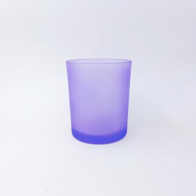 China Gift & Wholesale Craft Empty Round Purple Frosted Glass Candle Jars 220ml For Candle Making for sale