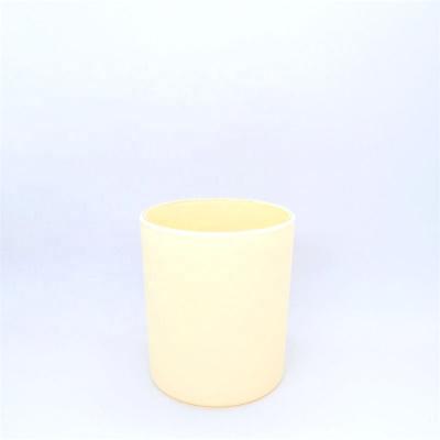 China Gift & Factory Wholesale Yellow Round Craft Matte Empty Luxury Candle Jars 315ml With Lids for sale