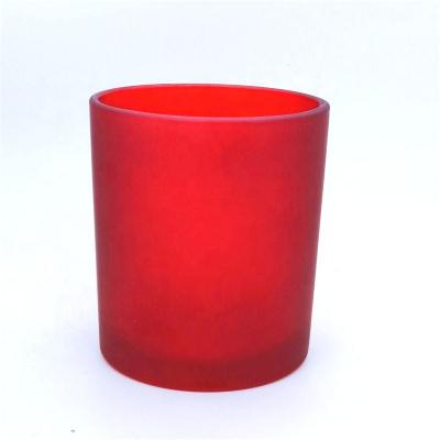 China Gift & Custom Craft Logo Luxury 10oz Red Empty Frosted Candle Jars For Making Candles for sale