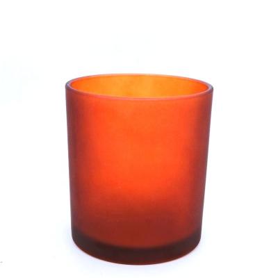 China Gift & Hot Sale Craft Ins Style 10oz Round Brown Amber Frosted Glass Candle Jar With Lid for sale