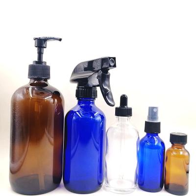 China Personal Care High Quality 120ml 4oz Colorful Boston Round Empty Bottles With Trigger Sprayer for sale